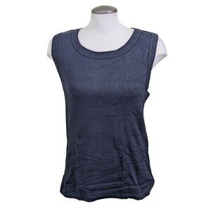 Tahari Womens Ribbed Tank Top Size XXL 18 Black Cotton Stretch Staple Essential